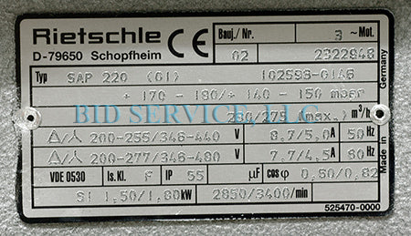 Used Rietschle SAP 220