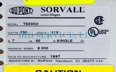 Used Sorvall Instruments T6000D