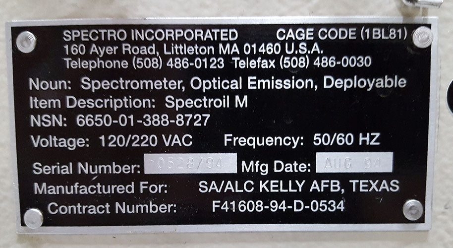 Used Spectro Inc SPECTROIL M