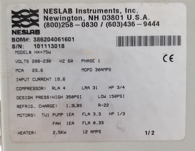 Used Neslab HX-75W Water Chiller From Plasma Therm Tool