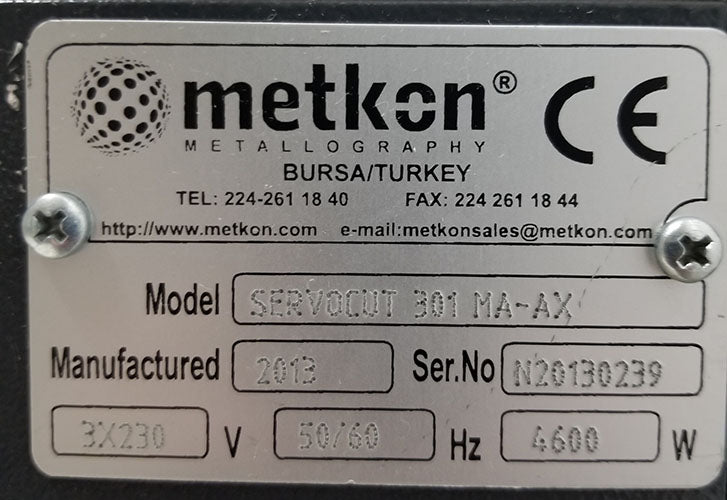 Metkon Servocut 301-MA-AX Automatic Abrasive Cutting Machine