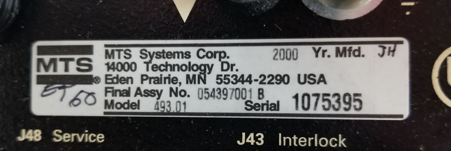 Used MTS TESTSTAR IIs 493.01 Control Interface Box with Remote Station Controller