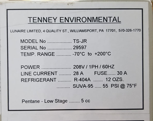 Used Tenney Thermal Shock Jr Benchtop Thermal Shock Chamber