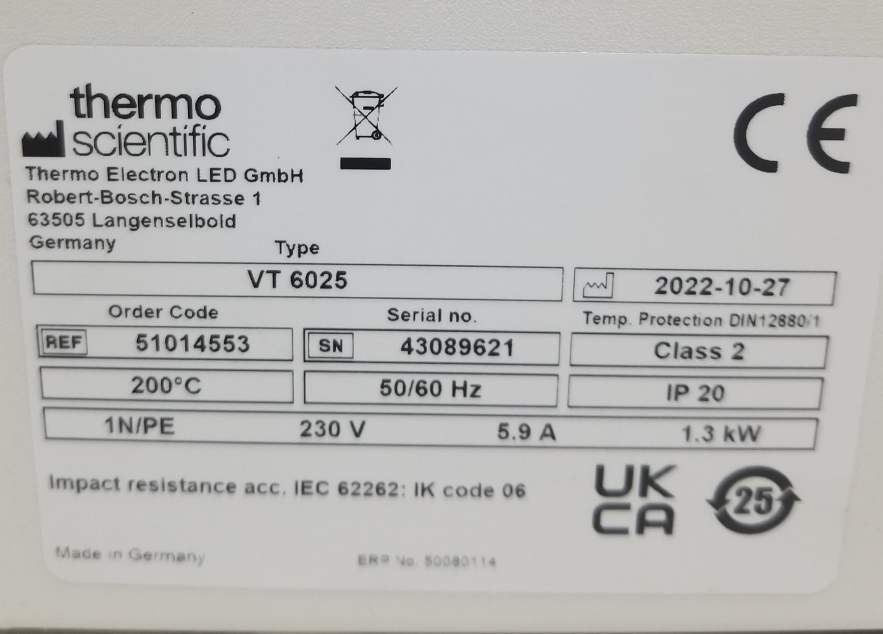 Used Thermo Scientific™ Vacutherm VT 6025 Vacuum Heating and Drying Oven