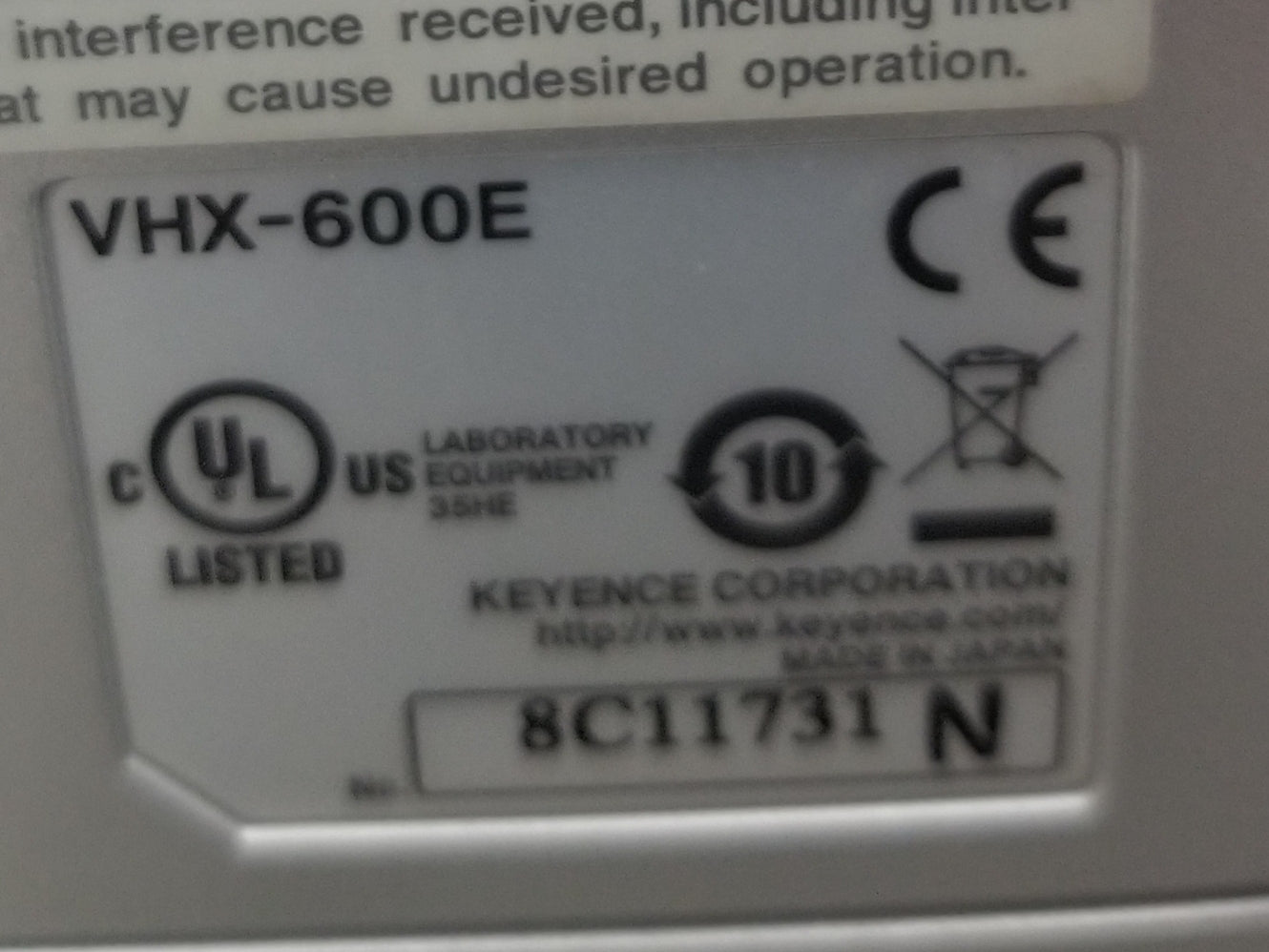 Used Keyence VHX-600E Digital Microscope