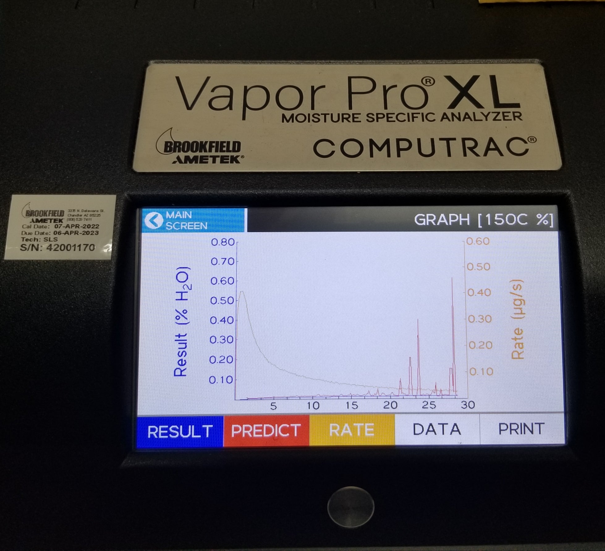 Used Brookfield Ametek Vapor PRO XL Moisture Specific Analyzer