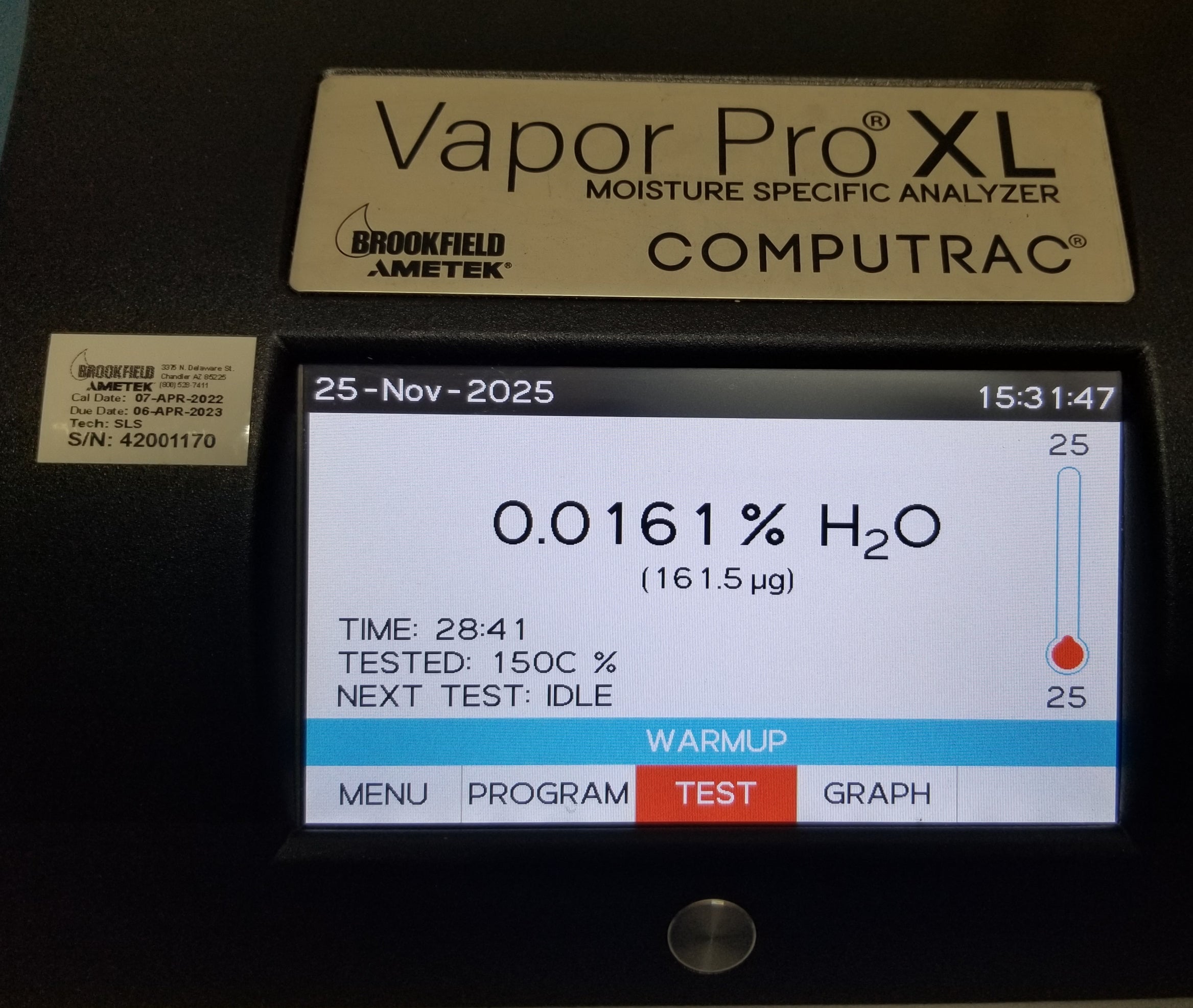 Used Brookfield Ametek Vapor PRO XL Moisture Specific Analyzer