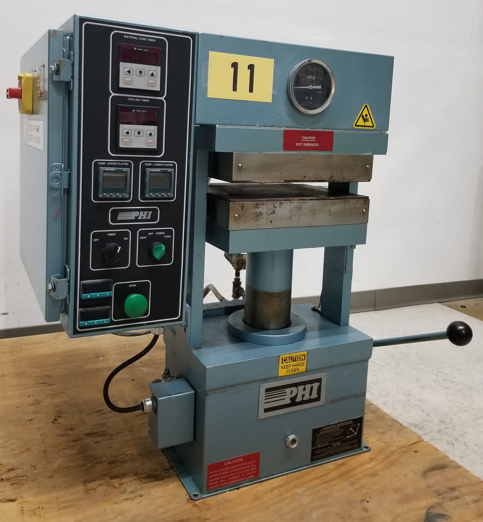 Used PHI PW220C4-X1 20 Ton Manual Heated Platen Press