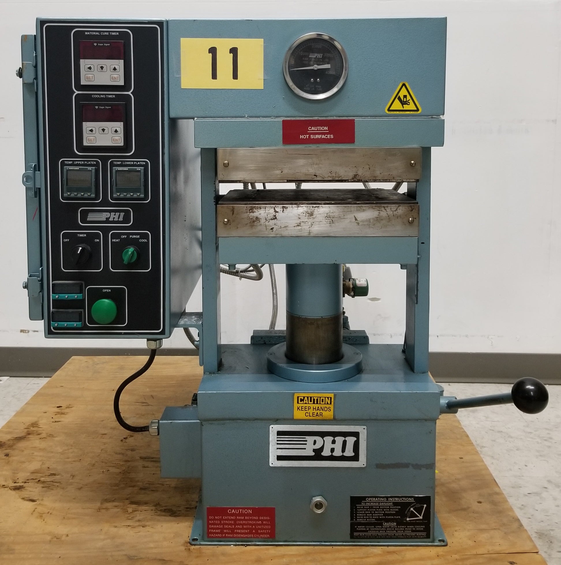 Used PHI PW220C4-X1 20 Ton Manual Heated Platen Press