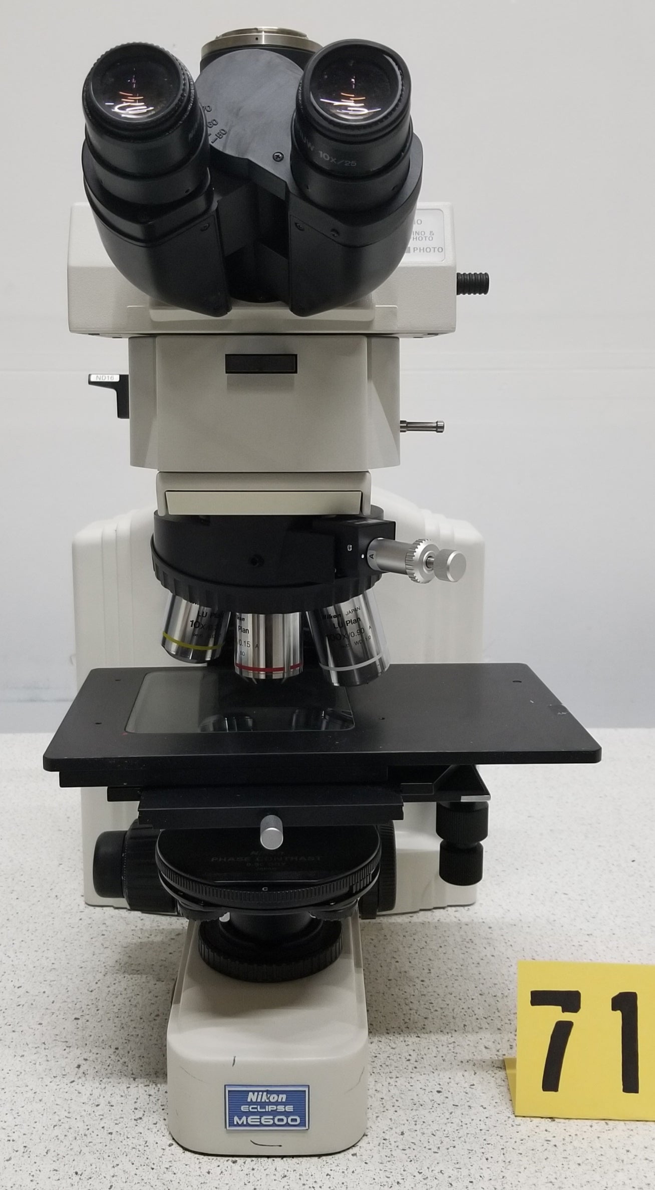 Used Nikon Eclipse ME600L BF/DF Microscope with Nomarski Optics and Transmitted and Reflected Illumination