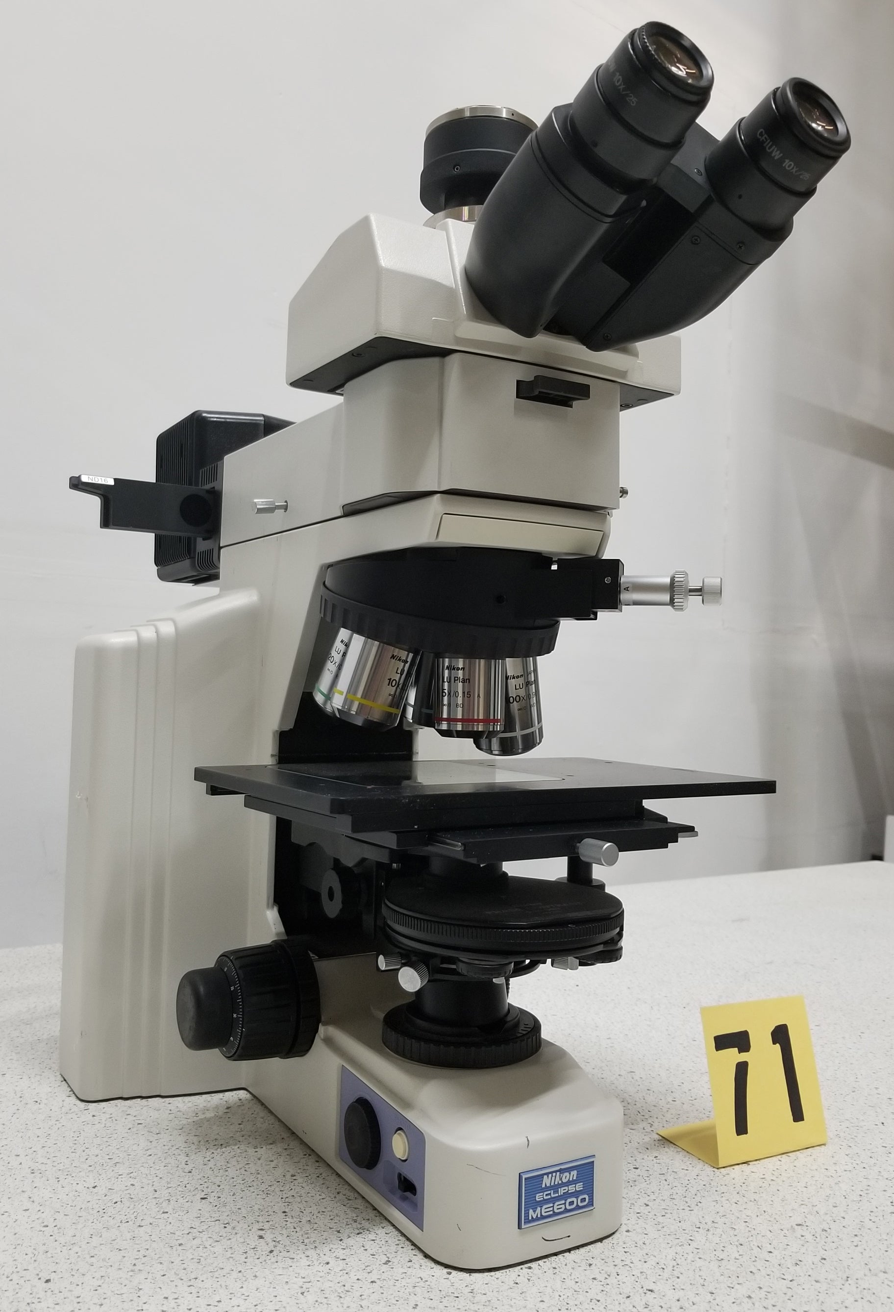 Used Nikon Eclipse ME600L BF/DF Microscope with Nomarski Optics and Transmitted and Reflected Illumination