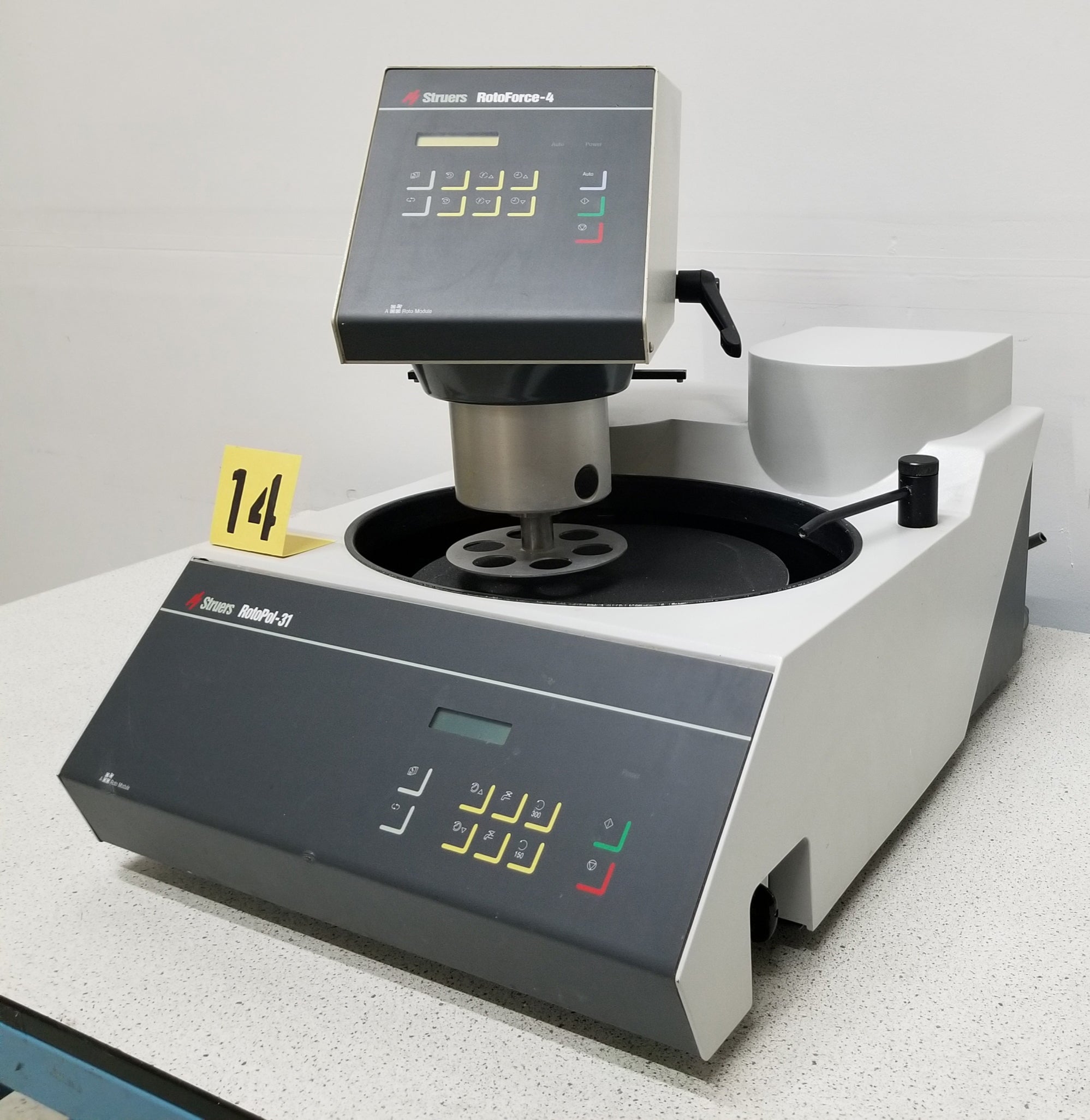 Used Struers ROTOPOL-31 Polisher Grinder Sample Prep System with ROTOFORCE-4 Power Head