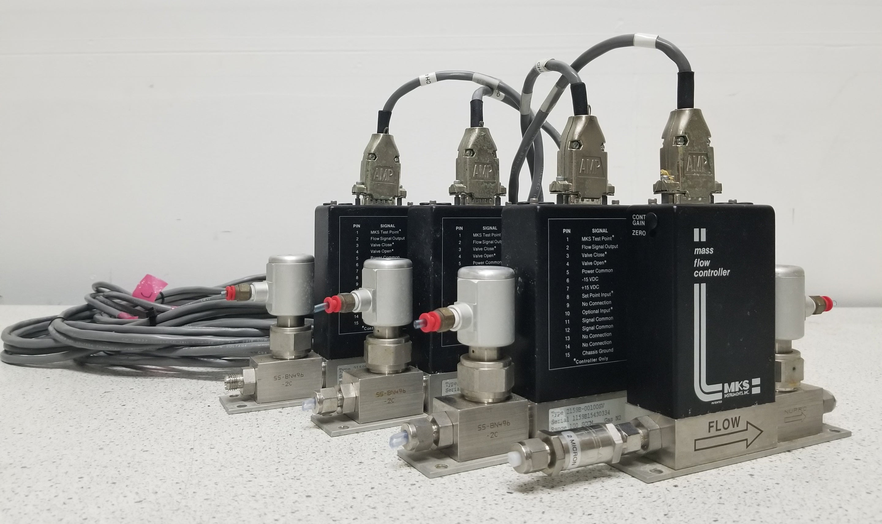 Used MKS 247C Four Channel MFC Controller and Readout with four 2159B Mass flow Controllersll