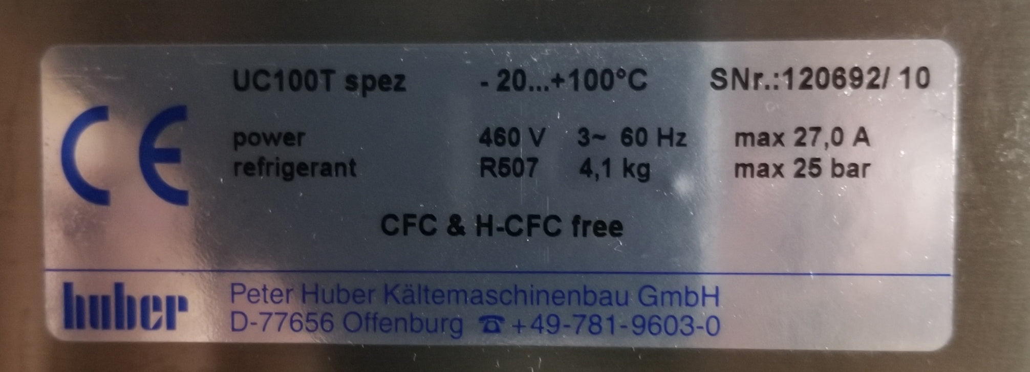 Huber Unichiller UC100T SPEZ Recirculating Chiller -20°C to +100°C