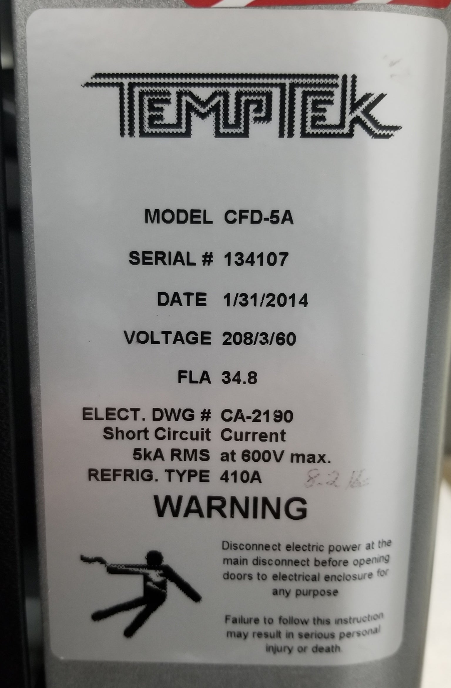 Used TempTek CFD-5A 5 Ton Portable Air-Cooled Water Chiller