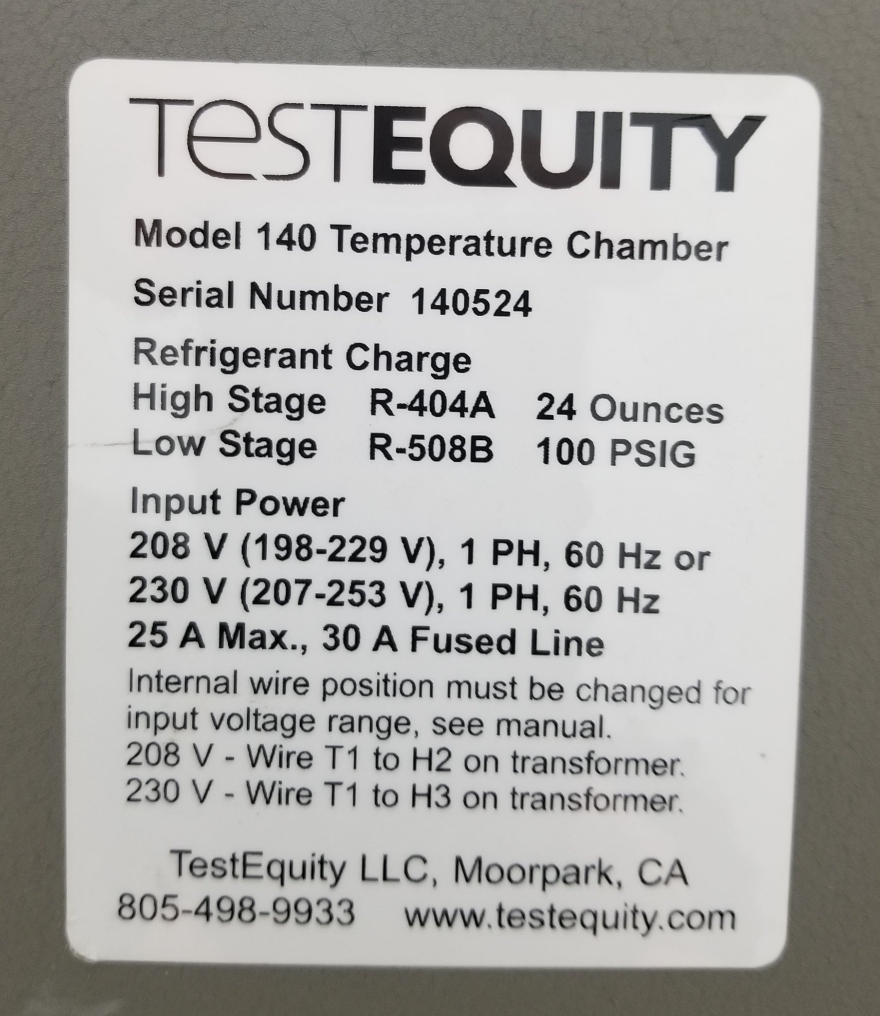 TestEquity 140 Environmental Temperature Chamber