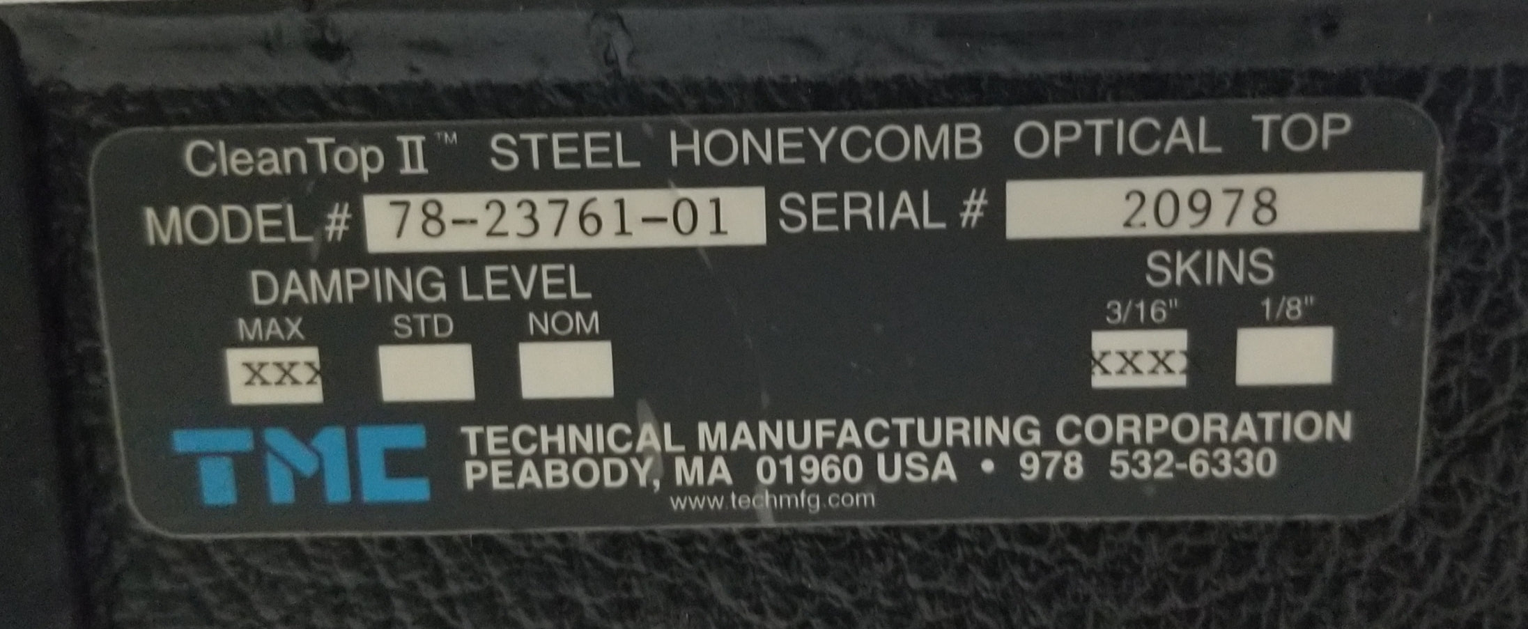 Used TMC 78-23761-01 High Performance Cleantop Optical Breadboard Vibration Isolation Table