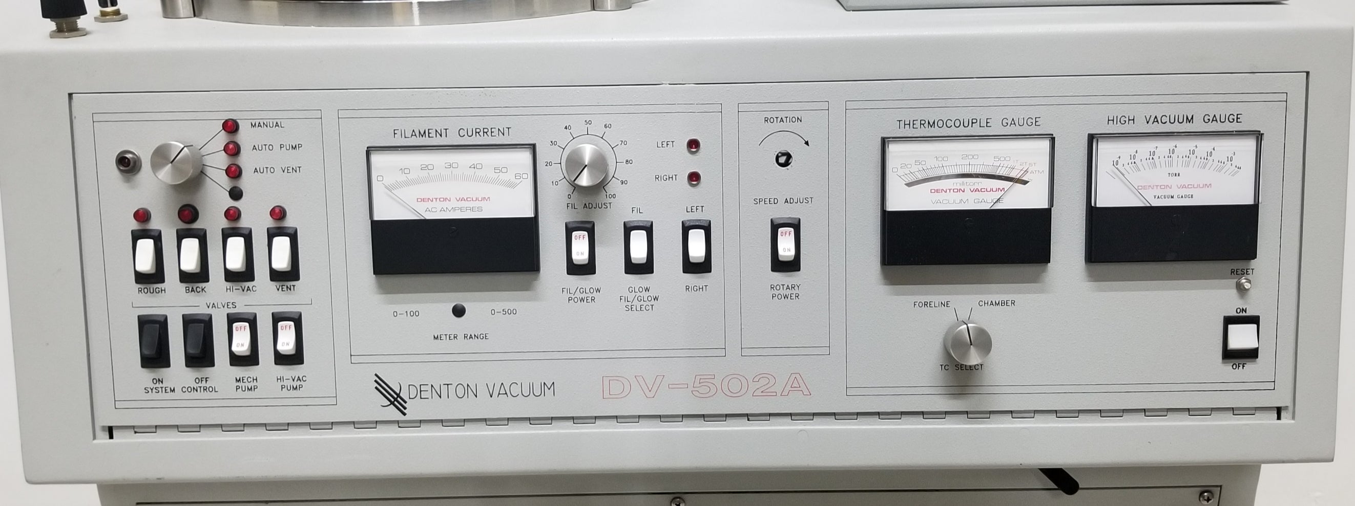 Used Denton Vacuum DV-502A Single Target DC Sputtering System