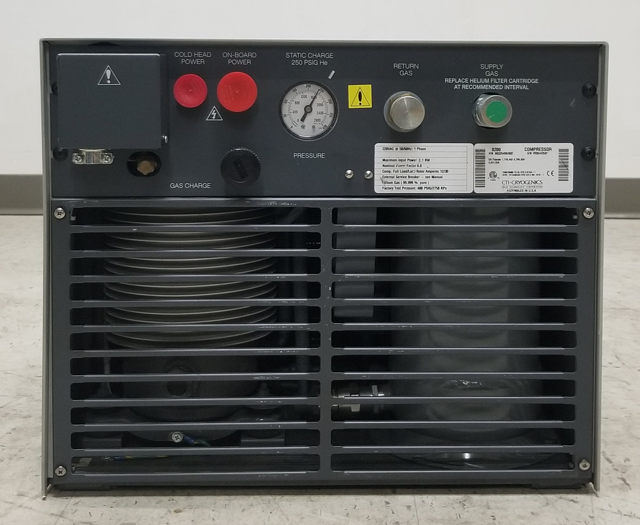 CTI 8200 Rebuilt Cryo Compressor Air Cooled Single Phase