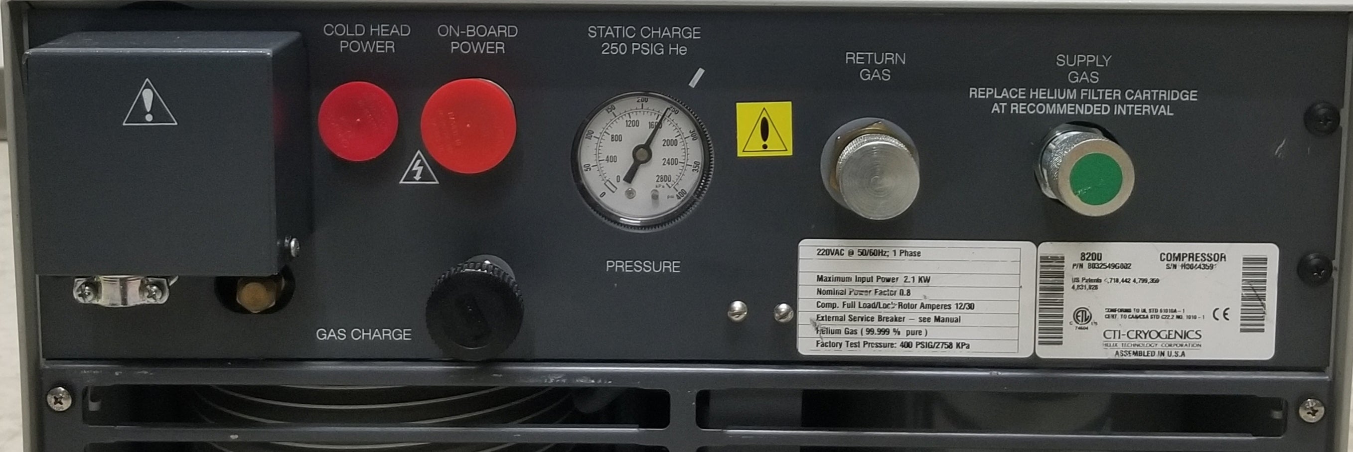 CTI 8200 Rebuilt Cryo Compressor Air Cooled Single Phase