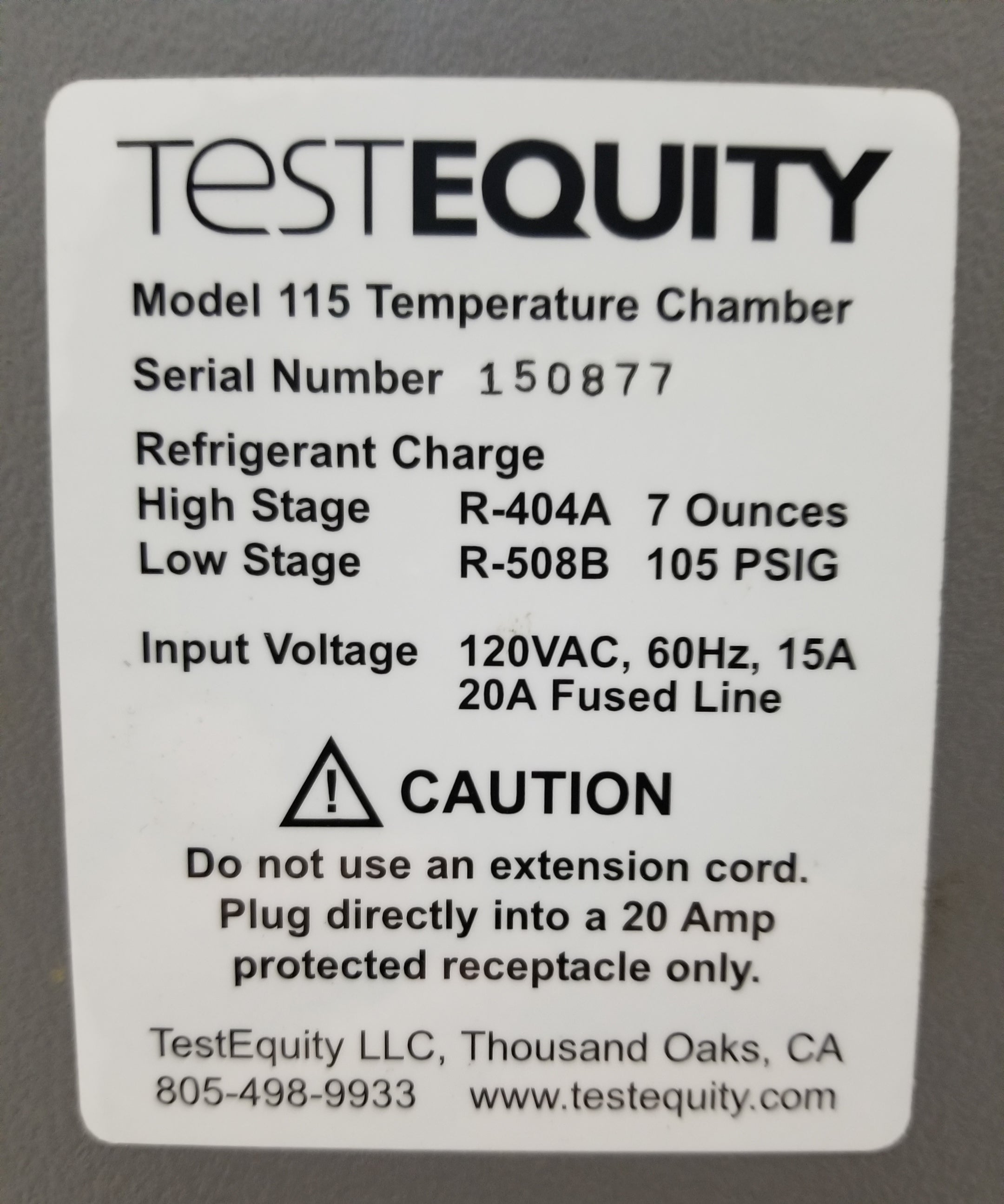 TestEquity 115 Temperature Chamber -73°C to +175°C