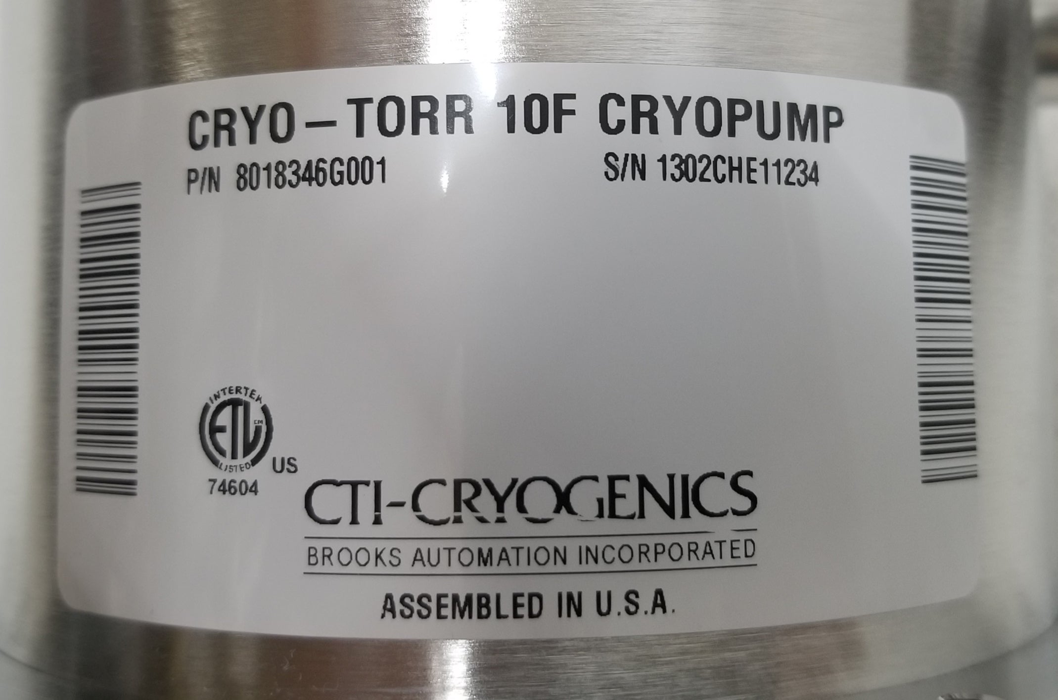 CTI Cryogenics Cryo Torr 10F New Cryopump