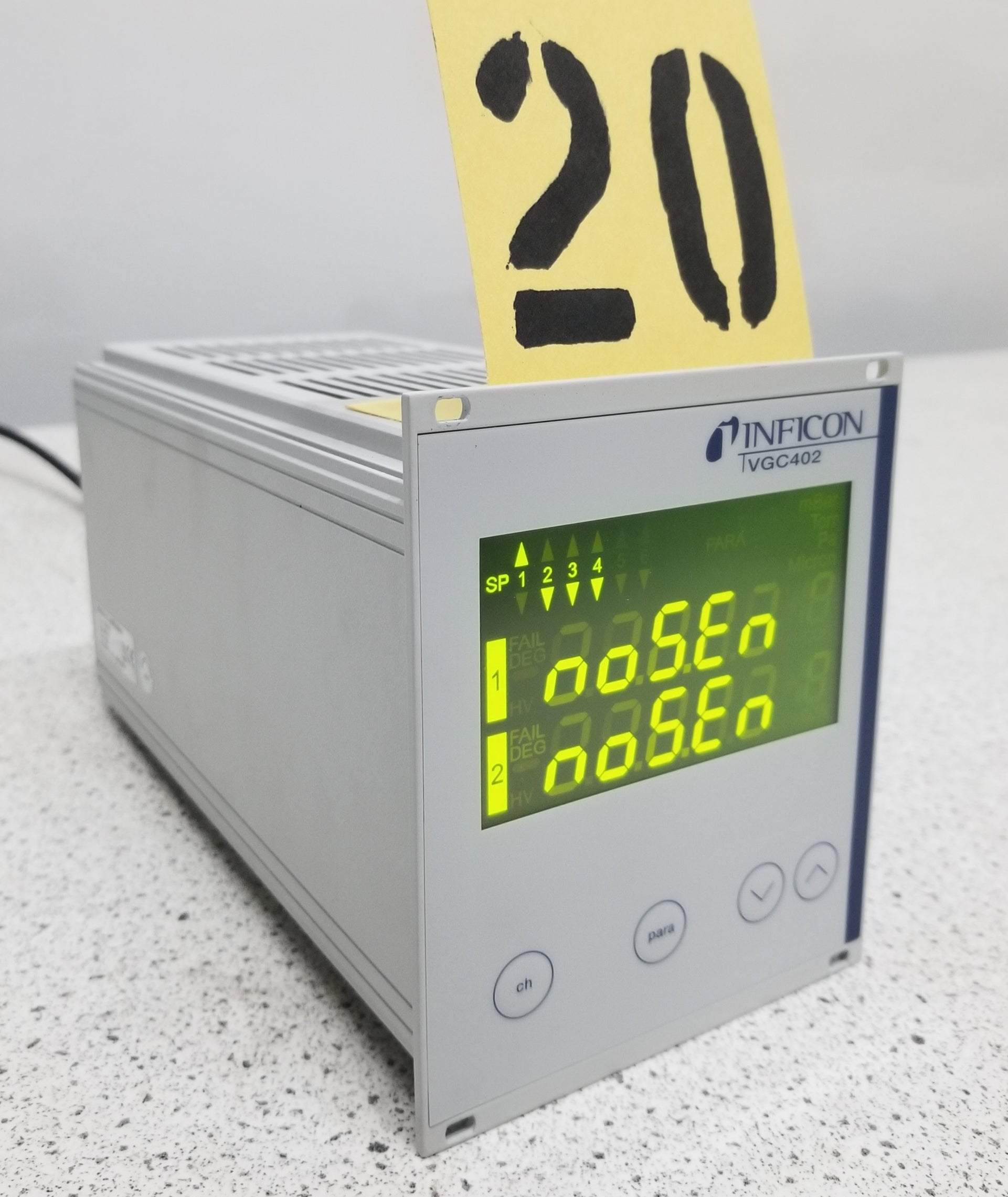 Used Inficon VGC402 Digital Vacuum Gauge controller with PSG500 Pirani Gauge.