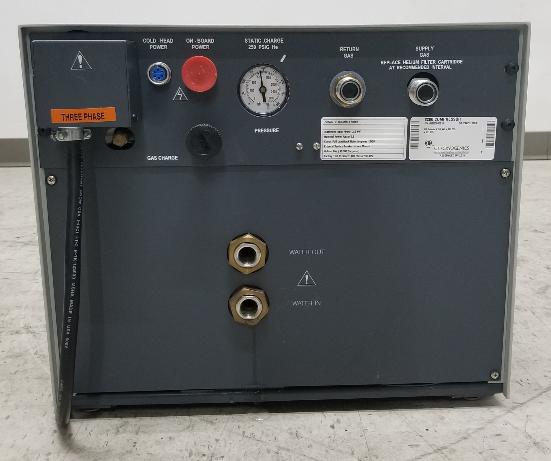 Refurbished CTI 8200 Cryo Compressor Water Cooled