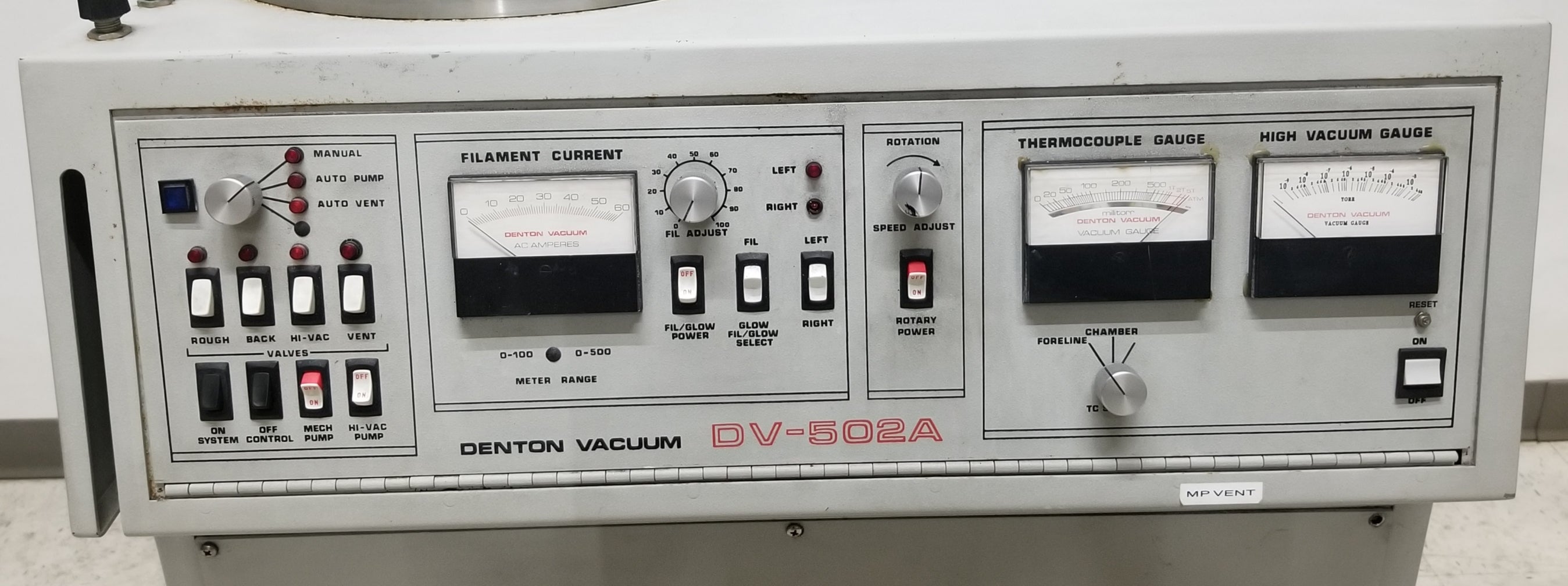 Denton Vacuum DV-502A Dual Source High Vacuum  Thermal Evaporator