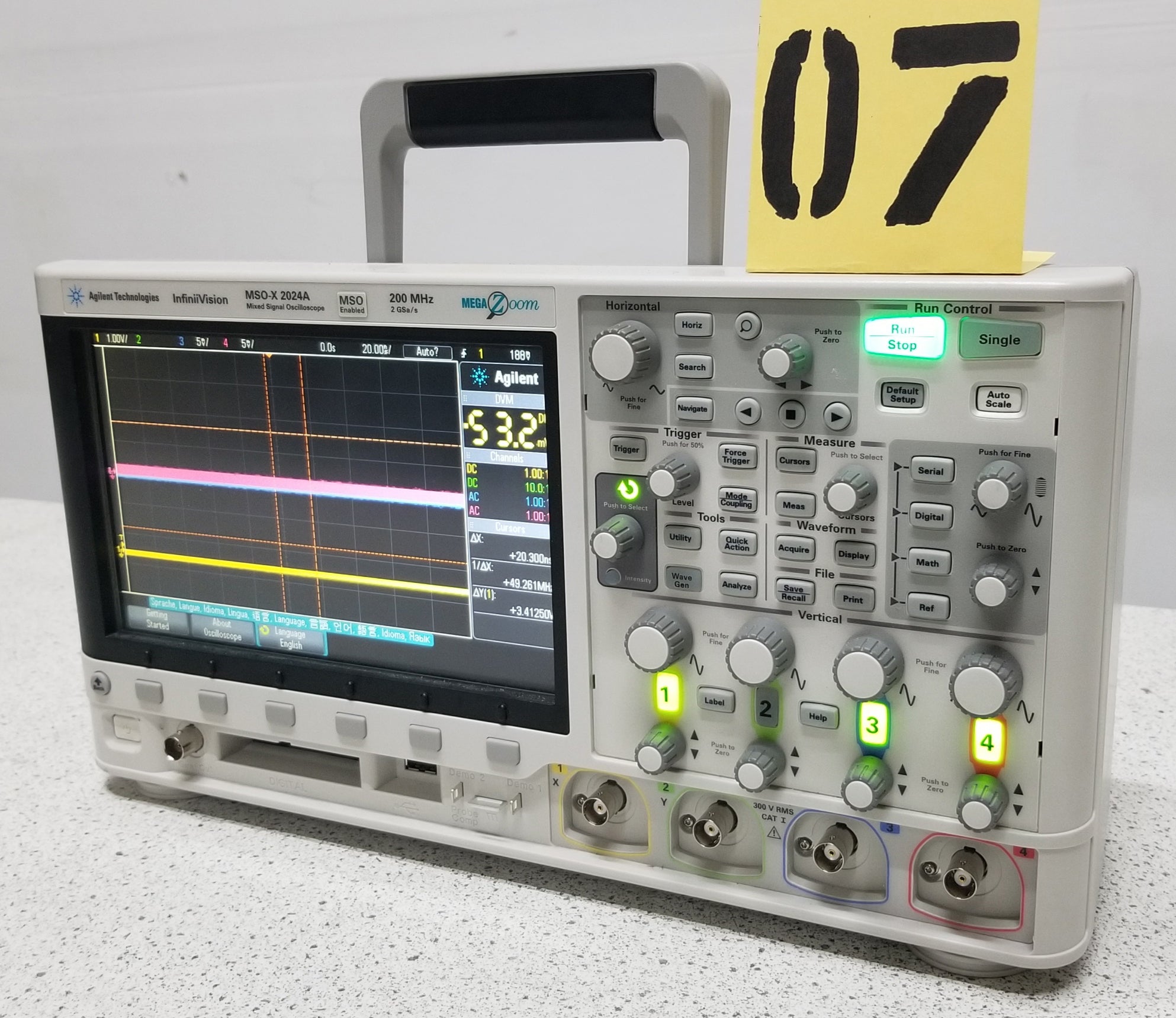 Agilent MSOX2024A Portable Mixed Signal Oscilloscope: 200 MHz, 4 Analog Plus 8 Digital Channels
