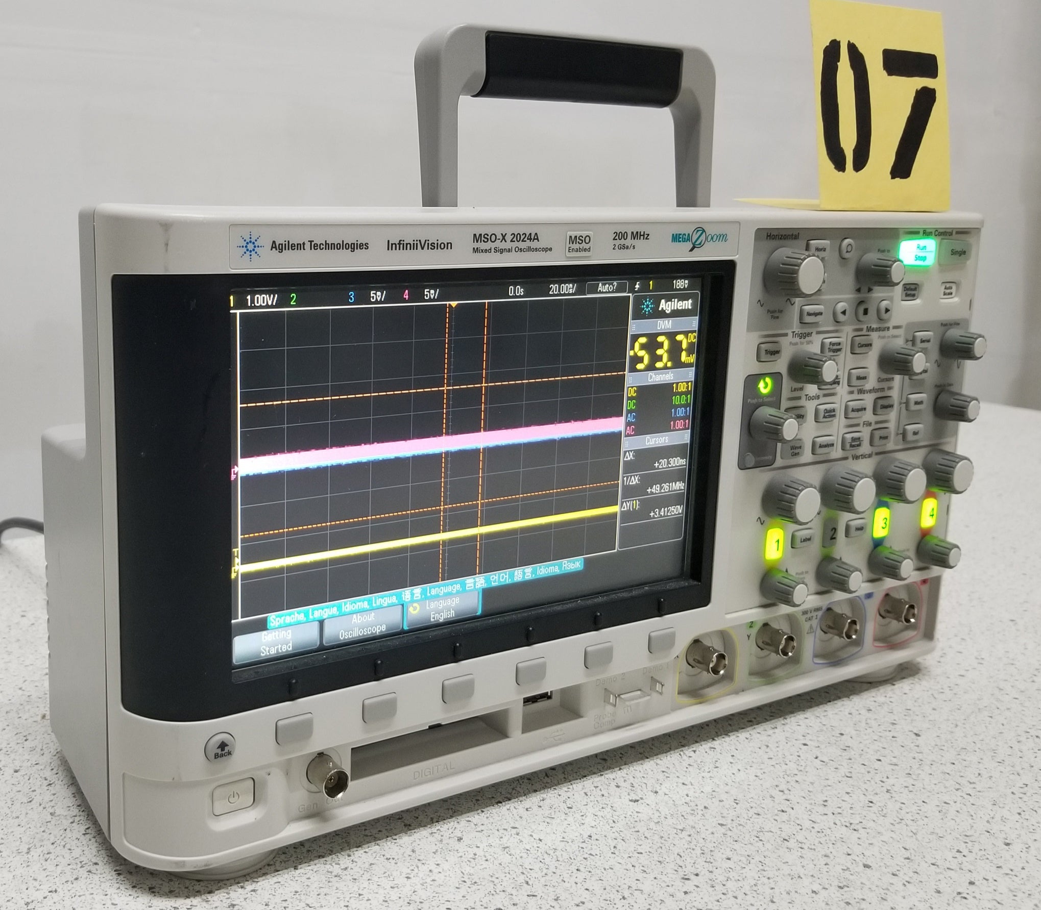 Agilent MSOX2024A Portable Mixed Signal Oscilloscope: 200 MHz, 4 Analog Plus 8 Digital Channels