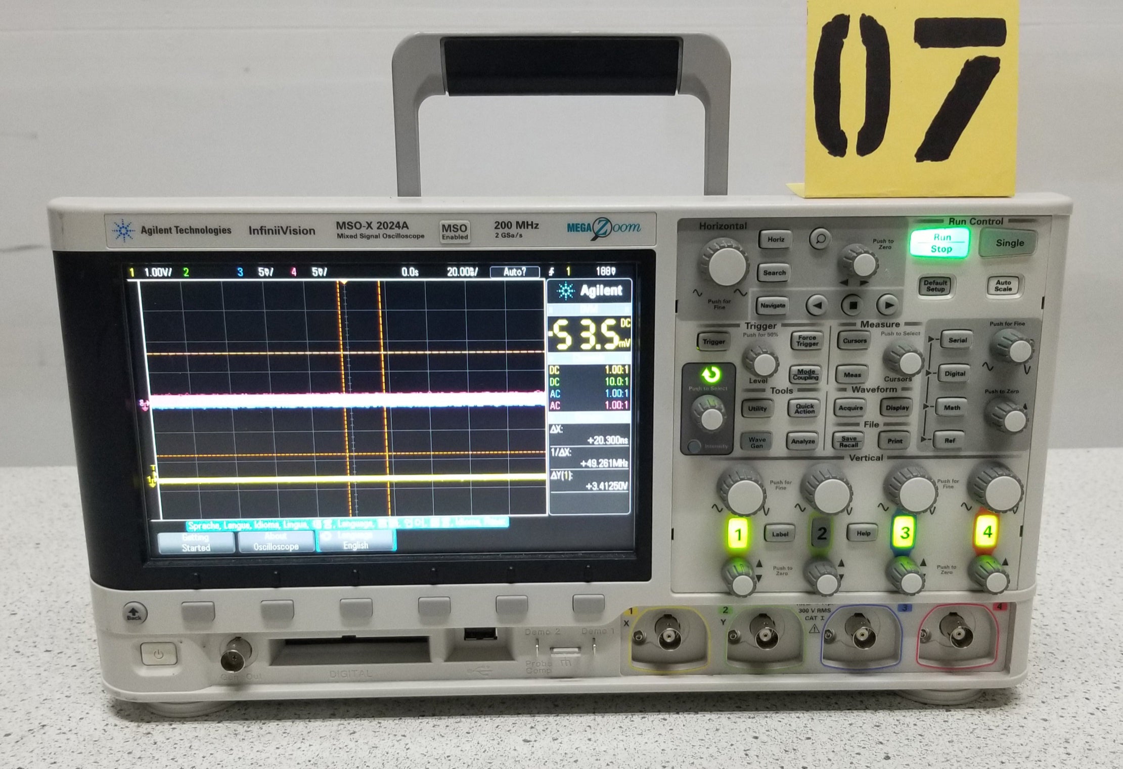 Agilent MSOX2024A Portable Mixed Signal Oscilloscope: 200 MHz, 4 Analog Plus 8 Digital Channels