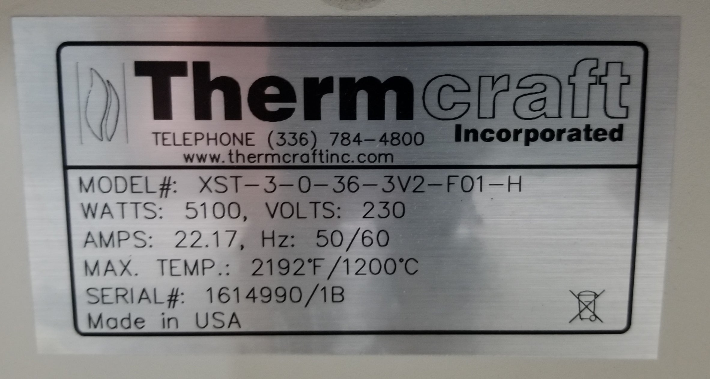 Thermcraft 1200°C 3-Zone Split Tube Furnace XST-3-0-36-3V2-F01-H