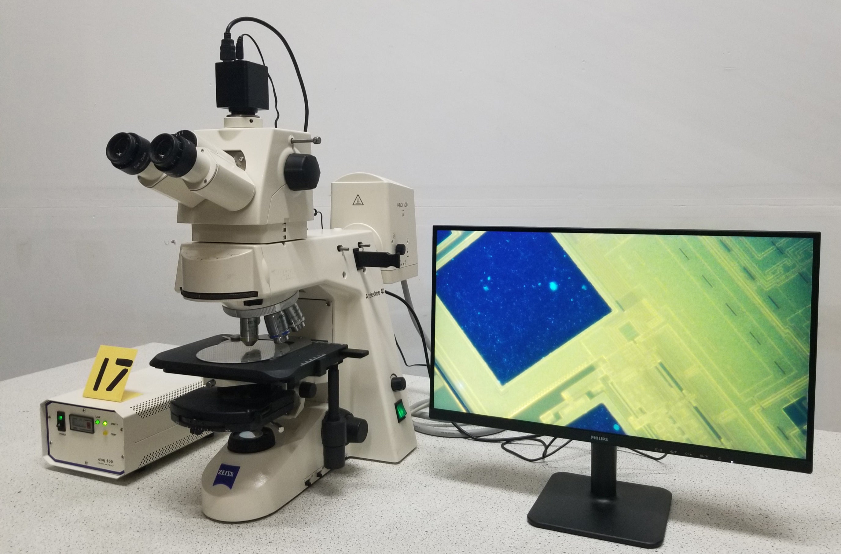 Zeiss Axioskop 40 Trinocular Microscope with Fluorescence
