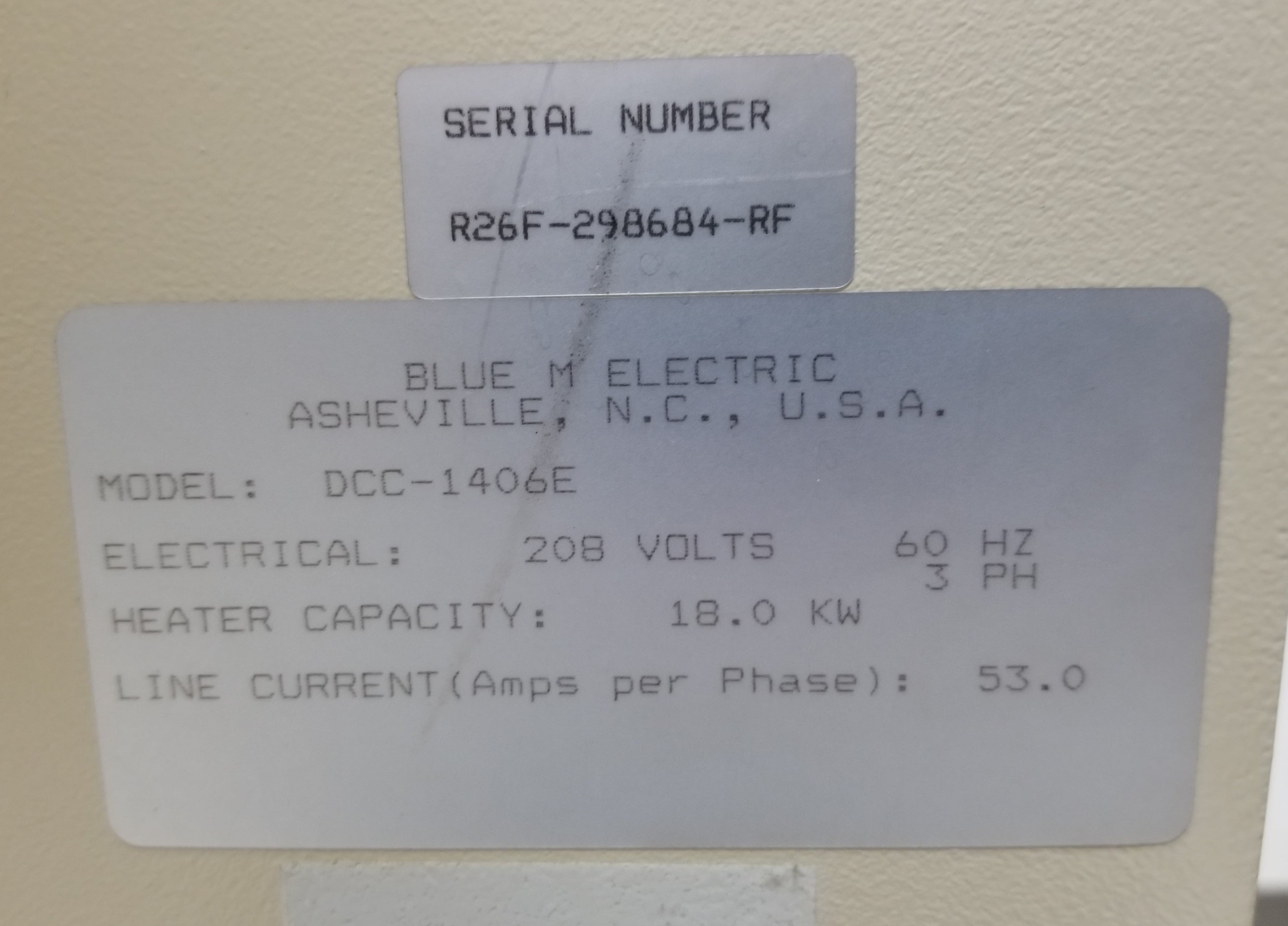 Used Blue M DCC-1406E-LCR Large Clean Room Oven