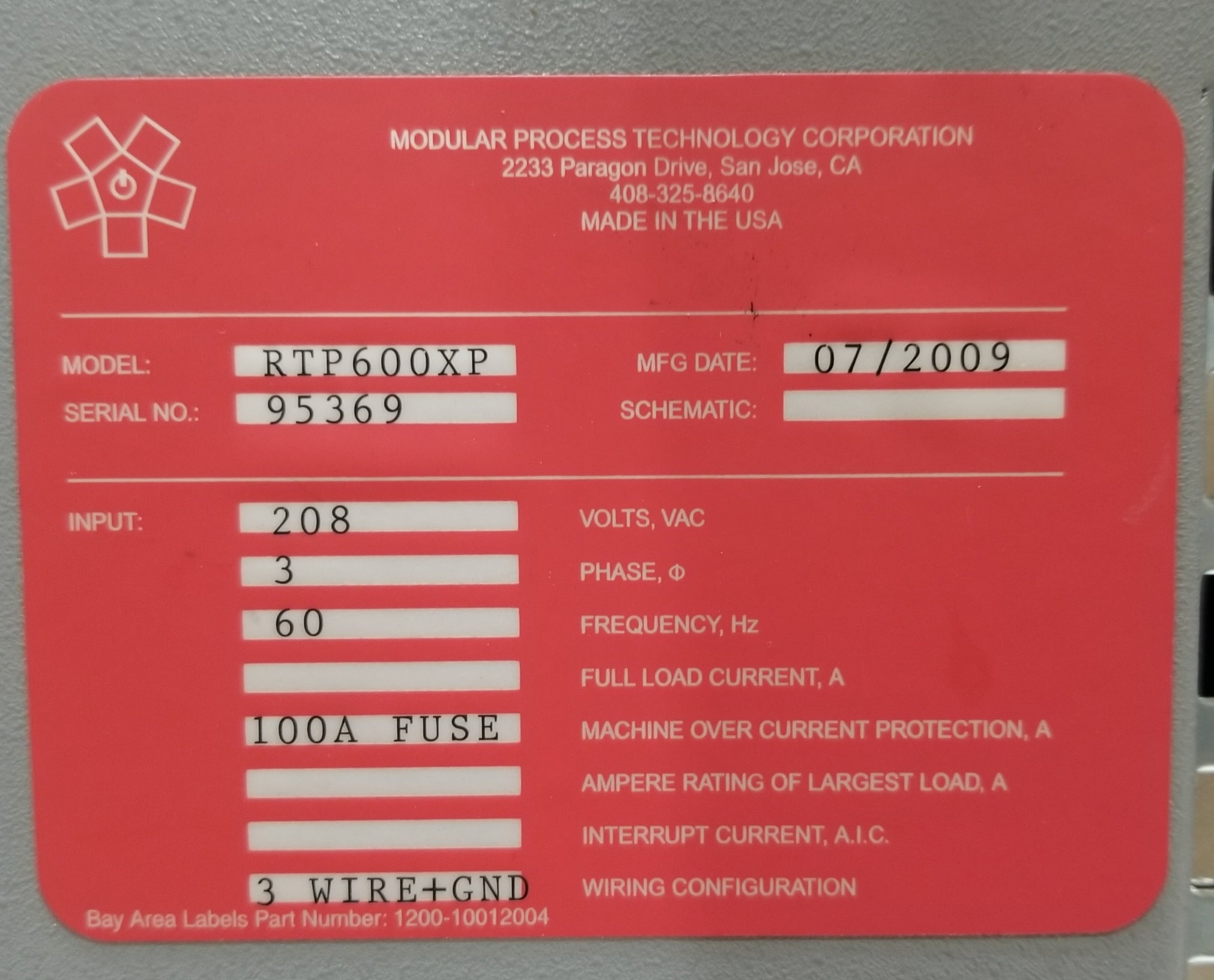 Modular Process Technology RTP-600XP Rapid Thermal Processing System